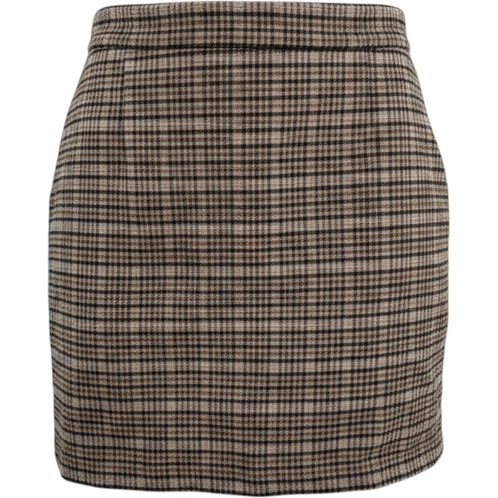 & Other Stories Women Mini Skirt‎ 10 Brown Pink Plaid Wool Blend Preppy Academia